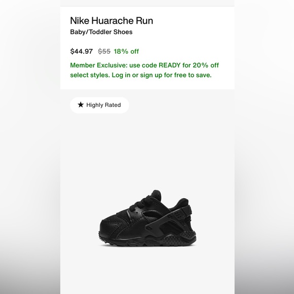 NIKE HUARCHE Run Sz 5.5 like new unisex toddler - Picture 1 of 8
